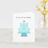 Eerste Heilige Communie Wenskaart-Communie Cake Kaart (Gele Bloem)