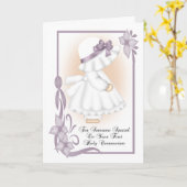 Eerste Heilige Communie Wenskaart Meisje Kaart (Gele Bloem)