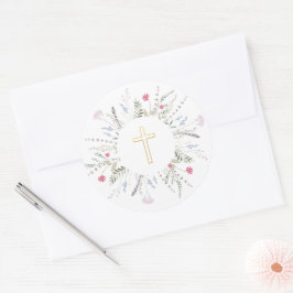 Eerste Heilige Communie wilde bloemen lijst Ronde Sticker
