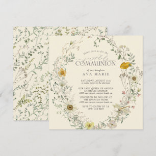 Eerste Heilige Communie Wildflower Zomer Herfst Kaart