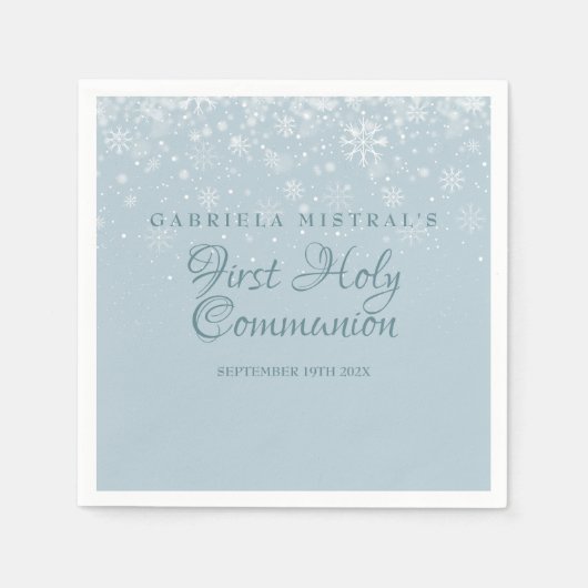 Eerste Heilige Communie Winter Sneeuwvlokken Servet (Voorkant)