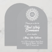 Eerste Heilige Communie wit grijs Kaart (Voorkant / Achterkant)