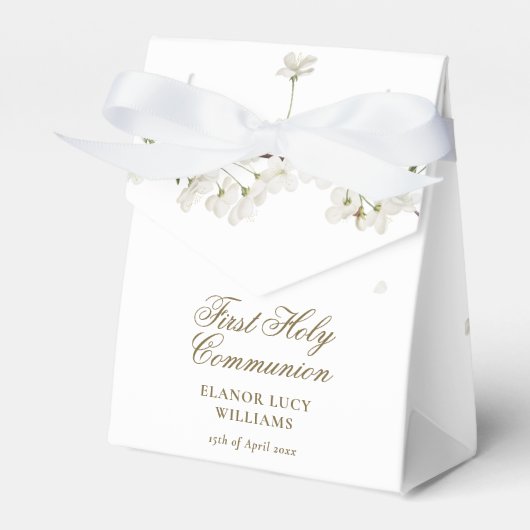 Eerste Heilige Communie Witte bloesem Bedankdoosjes (Voorkant Zijde)