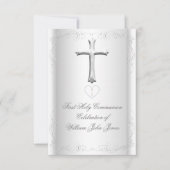 Eerste Heilige Communie Witte zilver Neutraal meis Kaart (Voorkant)