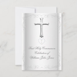 Eerste Heilige Communie Witte zilver Neutraal meis Kaart