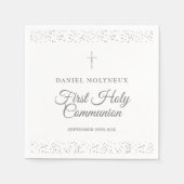 Eerste Heilige Communie Zilveren Sterrenkruis Servet (Voorkant)