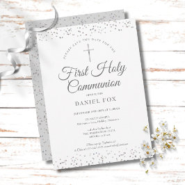 Eerste Heilige Communie Zilveren Sterrenstof Save The Date
