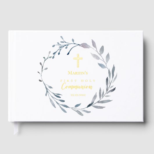 Eerste Heilige Communieblauwe baard Gastenboek (Voorkant)