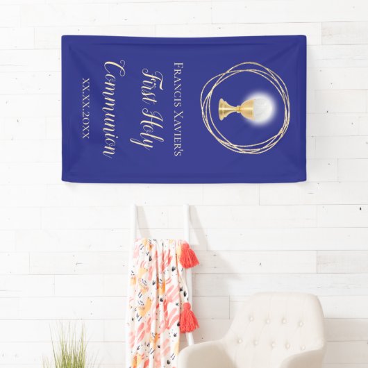 Eerste Heilige Communieblauwe banner (Insitu)