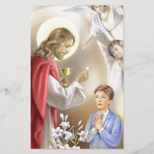 Eerste Heilige Communiejongen Briefpapier (Voorkant)