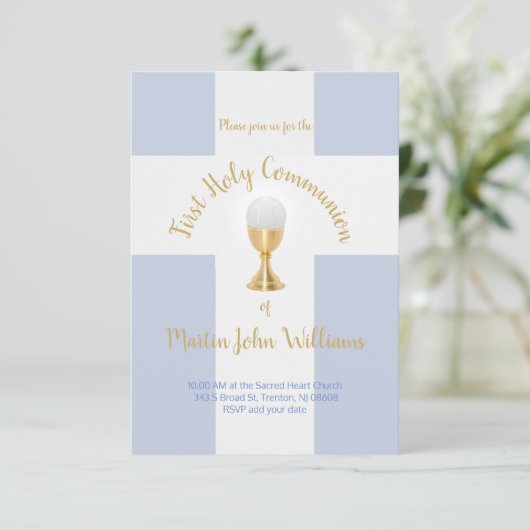 Eerste Heilige Communiejongen Kaart (Staand voorkant)