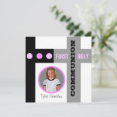Eerste Heilige Communiëntenroze Kaart (Staand voorkant)