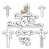 Eerste heilige communiewensen | Gebed kruisen Sticker (Voorkant)