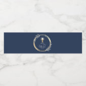 Eerste Heilige communiqué: blauwe bladreuzel en bl Waterfles Etiket (Enkel label)