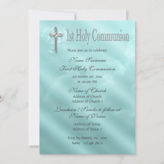 Eerste heilige communiqué blauwe religie kaart (Voorkant)