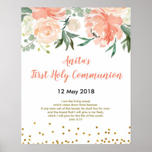 Eerste heilige communiqué Christening Peach Party Poster