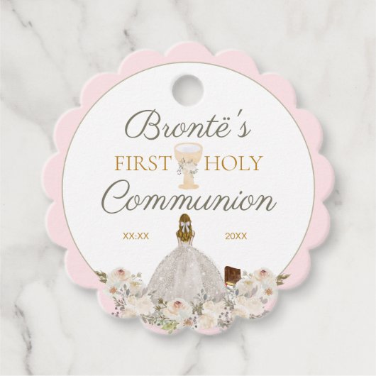 Eerste Heilige Communist Elegant Blush Pink Favor  Bedankjes Labels (Voorkant)