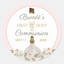 Eerste Heilige Communist Elegant Blush Pink Sticke Ronde Sticker