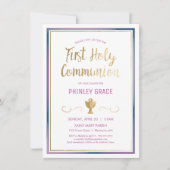 Eerste Heilige Communist Uitnodiging, Elegant, Roz Kaart (Voorkant)