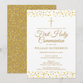 Eerste Heilige Communistische Elegant Gold Hearts Kaart (Voorkant / Achterkant)