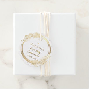 Eerste Heilige Communistische faux glitter Favor T Bedankjes Labels