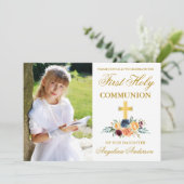 Eerste Heilige Communistische Foto Gemengde Floral Kaart (Staand voorkant)
