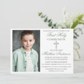 Eerste Heilige Communistische Foto Sage Green Silv Kaart (Staand voorkant)