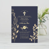 Eerste Heilige Communistische Invitaties Boys Blue Kaart (Staand voorkant)