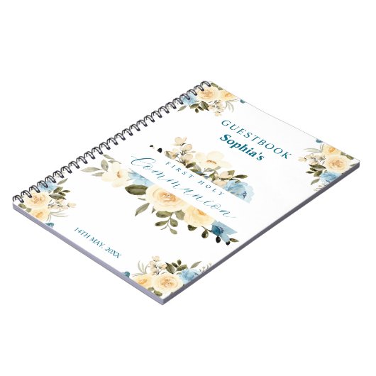Eerste Heilige Communistische Ivory Blue Flowers G Notitieboek (Linkerzijde)
