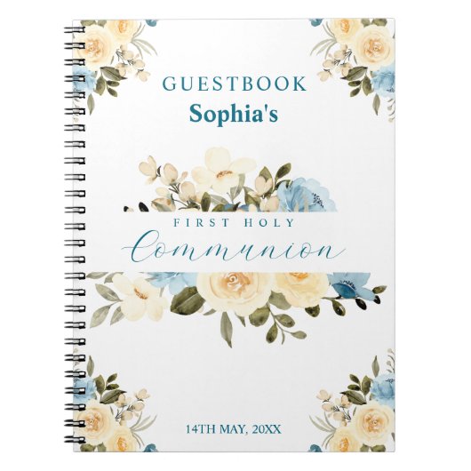 Eerste Heilige Communistische Ivory Blue Flowers G Notitieboek (Voorkant)