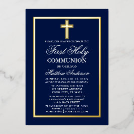 Eerste Heilige Communistische Kruismarine Blue Gol Folie Uitnodiging