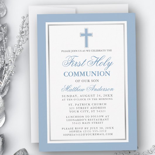 Eerste Heilige Communistische Licht Blauw en Zilve Kaart