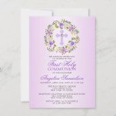 Eerste Heilige Communistische Meisje Floral Paars Kaart (Voorkant)