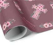 Eerste Heilige Communistische Roze Roze Vloerkruis Cadeaupapier (Rol Hoek)