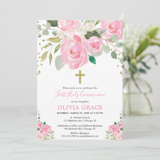 Eerste Heilige Communistische waterverven roze Kaart (Staand voorkant)