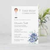 Eerste Heilige Jongen Communie Uitnodiging (Staand voorkant)