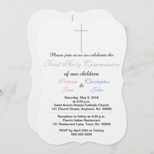 Eerste Heilige Roze Blauwe Kronkel Kaart (Voorkant / Achterkant)