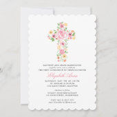 Eerste Heilige Roze Waterverf Bloemkruis Kaart (Voorkant)