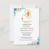 Eerste heilige waterverf blauwe bloem kaart (Voorkant)