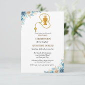 Eerste heilige waterverf blauwe bloem kaart (Staand voorkant)