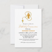 Eerste heilige waterverf blauwe bloem kaart (Voorkant)