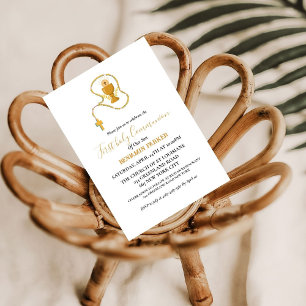 Eerste heilige waterverf blauwe bloem kaart