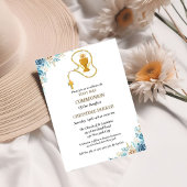 Eerste heilige waterverf blauwe bloem kaart