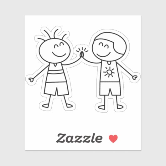 Eerste hobbel high five vrede gelukkige liefde sticker (Vel)