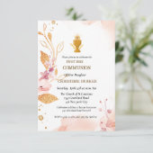 Eerste holle roze communiqué waterverf splash kaart (Staand voorkant)