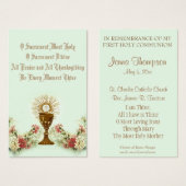 EERSTE HOLY COMMUNION EUCHARIST PRAYER HOLY KAART (Voorkant /achterkant)