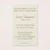 EERSTE HOLY COMMUNION EUCHARIST PRAYER HOLY KAART (Achterkant)