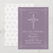 EERSTE HOLY COMMUNION Girl Invite - Eenvoudig, ele Kaart (Voorkant / Achterkant)