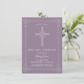 EERSTE HOLY COMMUNION Girl Invite - Eenvoudig, ele Kaart (Staand voorkant)