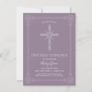 EERSTE HOLY COMMUNION Girl Invite - Eenvoudig, ele Kaart